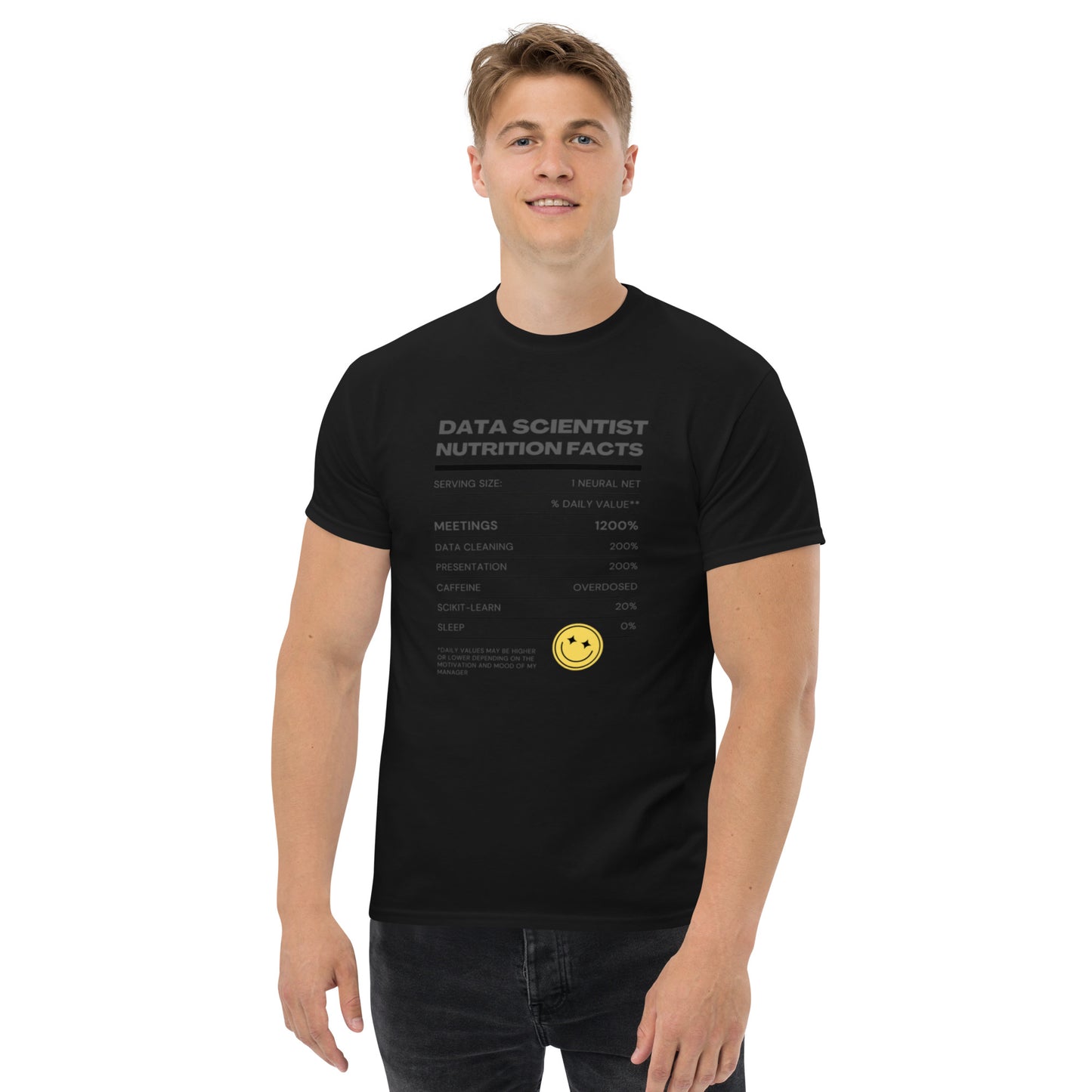 Men's Data Scientist Nutrition Facts T-shirt | Dark Colors