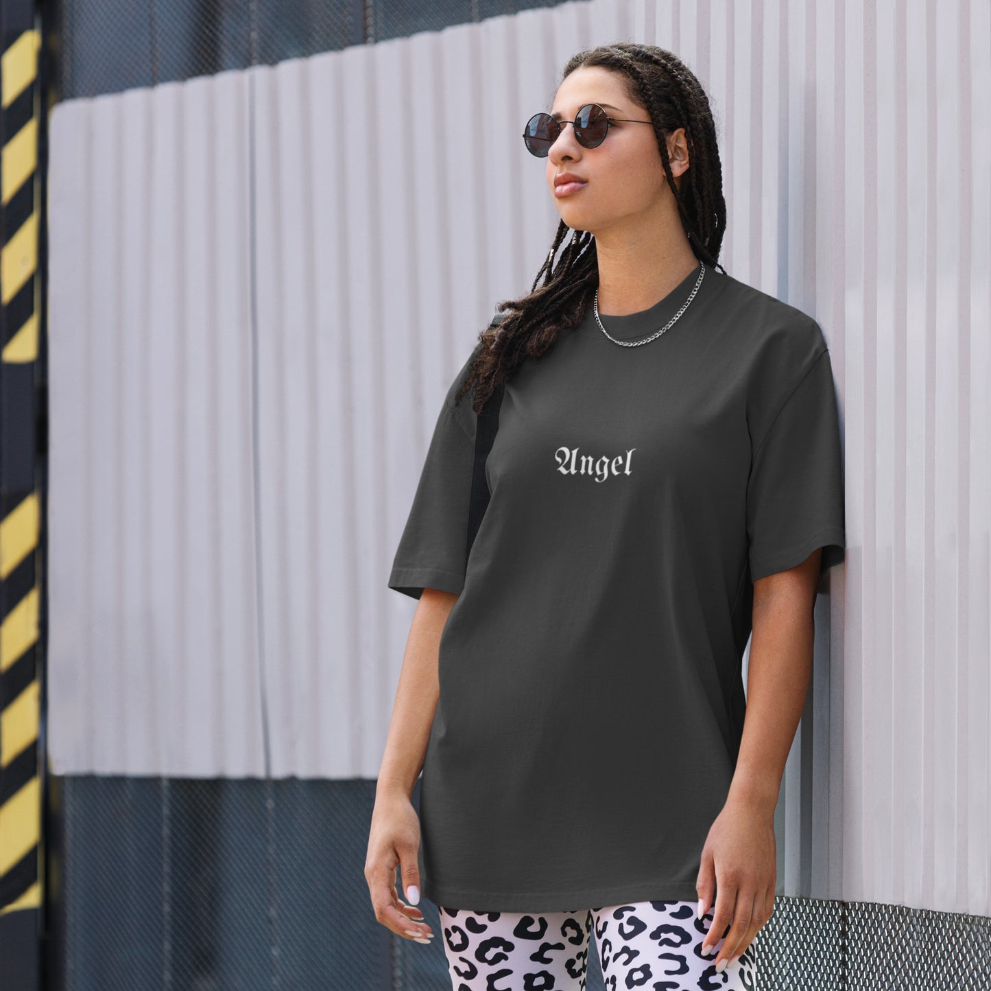 Oversized Unisex faded Angel t-shirt with devil wings