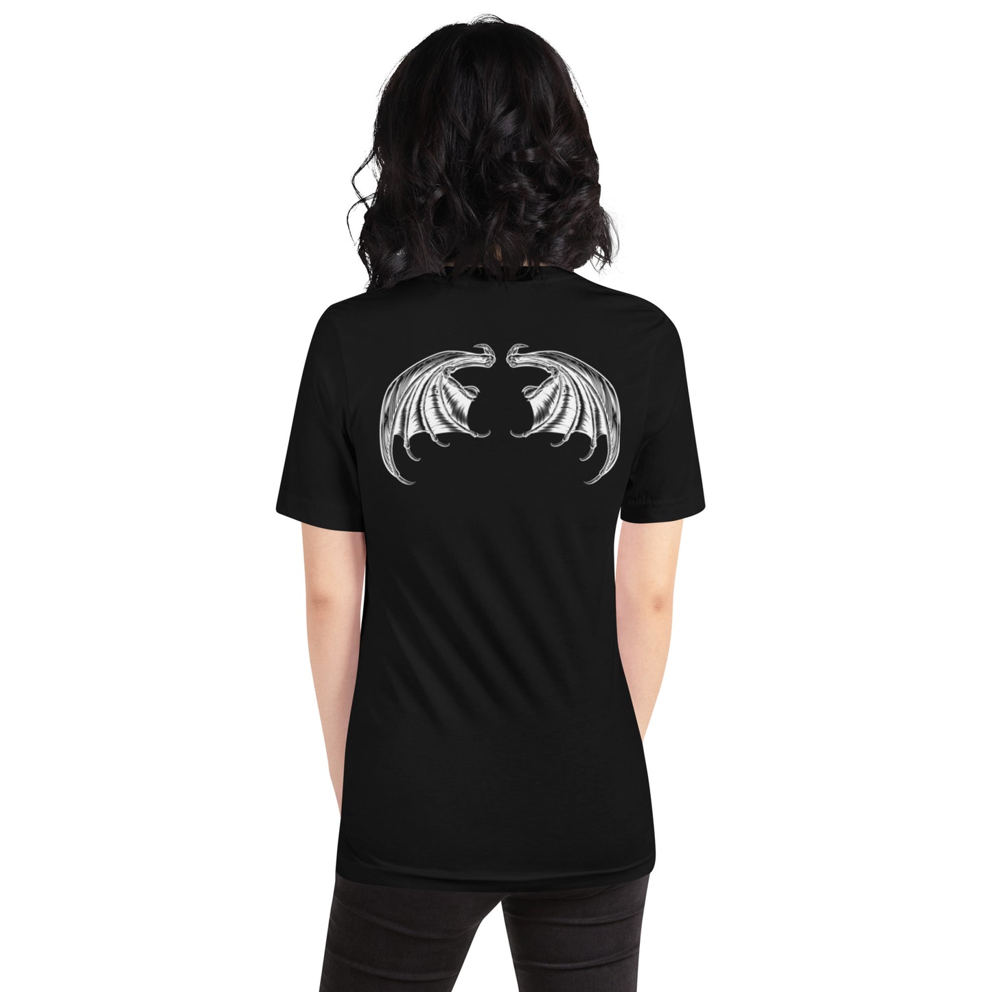 Heavenly Rebel: Angel Unisex Tee with Devil Wings