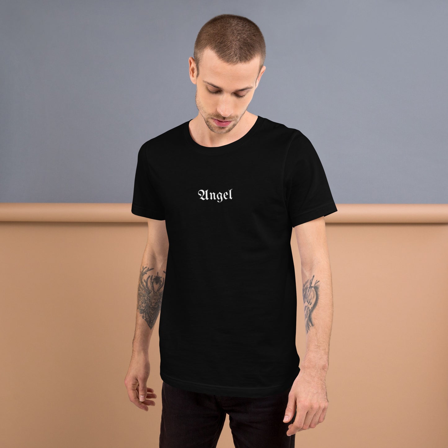 Heavenly Rebel: Angel Unisex Tee with Devil Wings