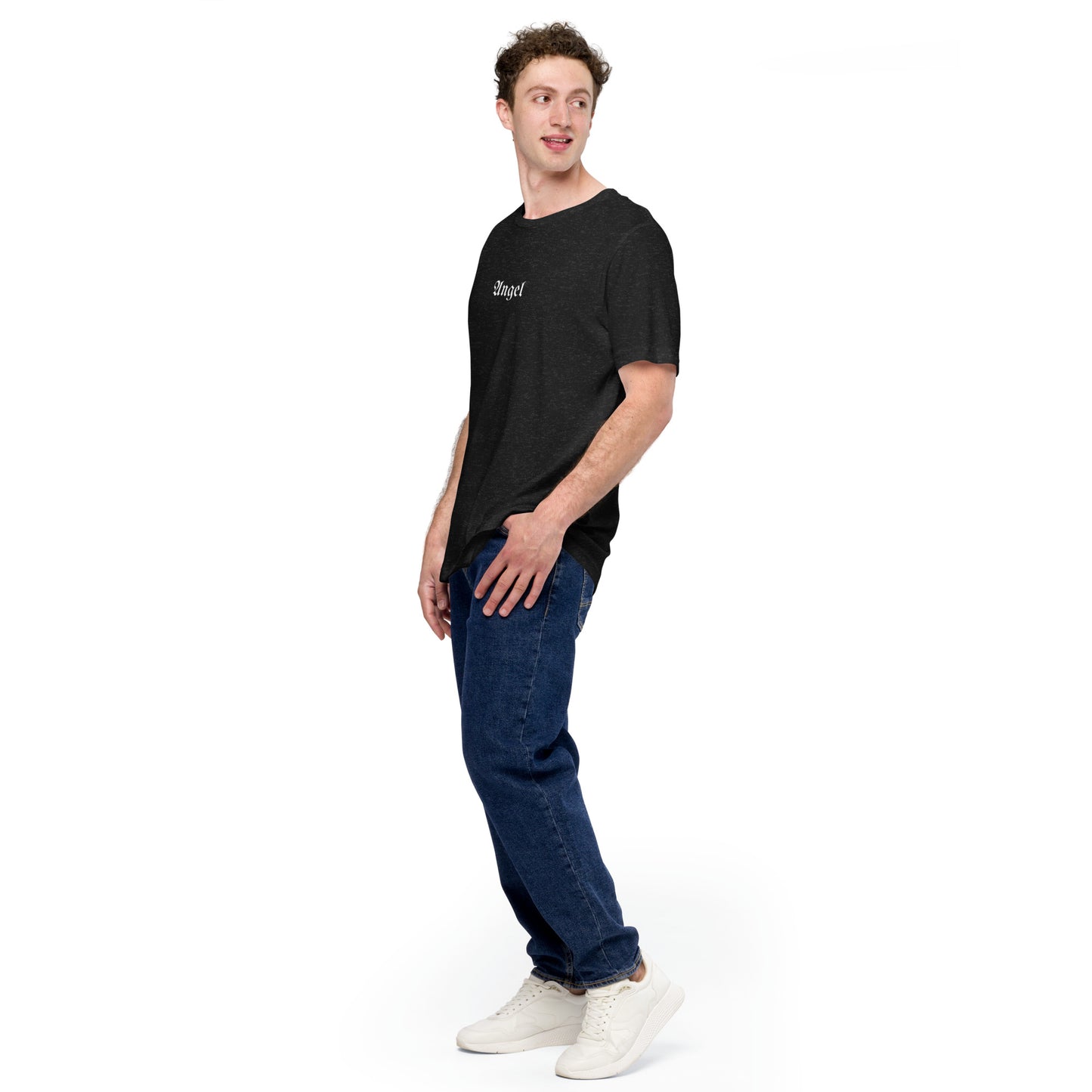 Heavenly Rebel: Angel Unisex Tee with Devil Wings