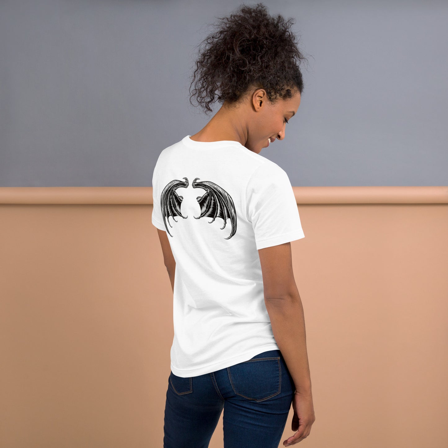 Heavenly Rebel: Angel Tee with Devil Wings