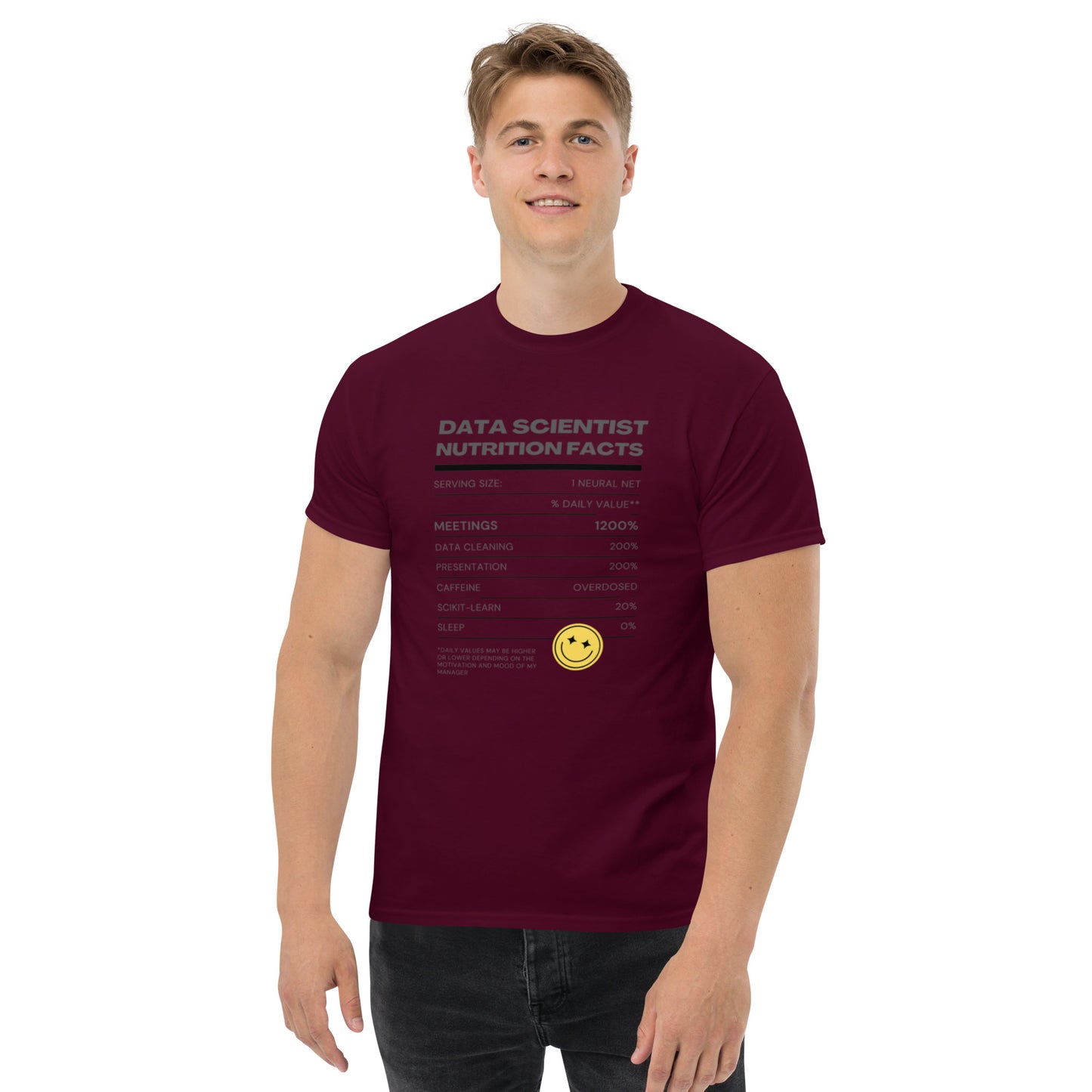 Men's Data Scientist Nutrition Facts T-shirt | Dark Colors