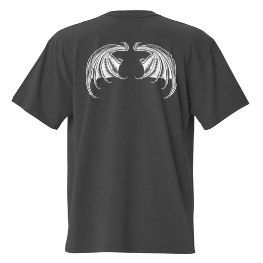 Oversized Unisex faded Angel t-shirt with devil wings